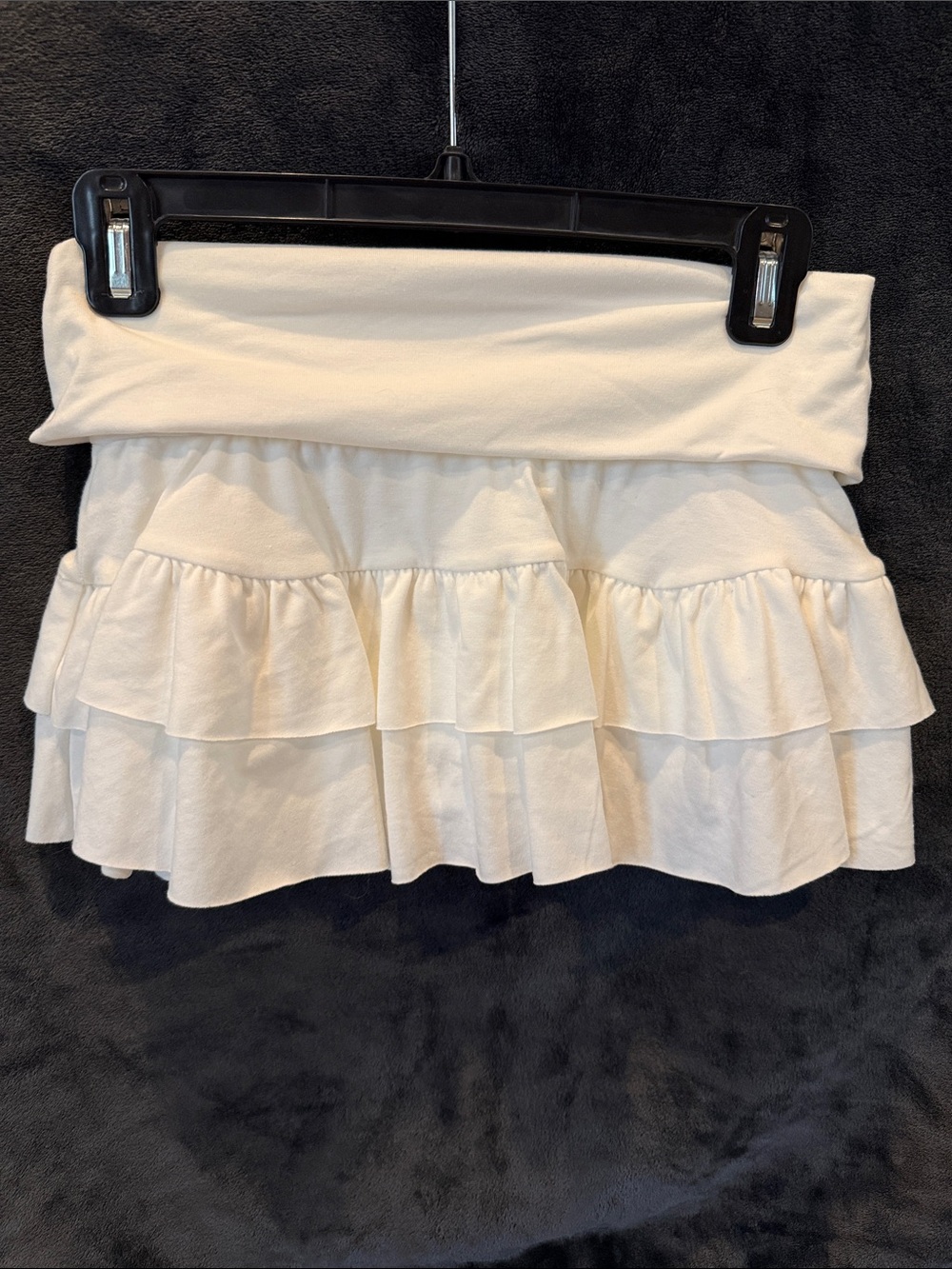 Tiered Ruffle Mini Skirt White